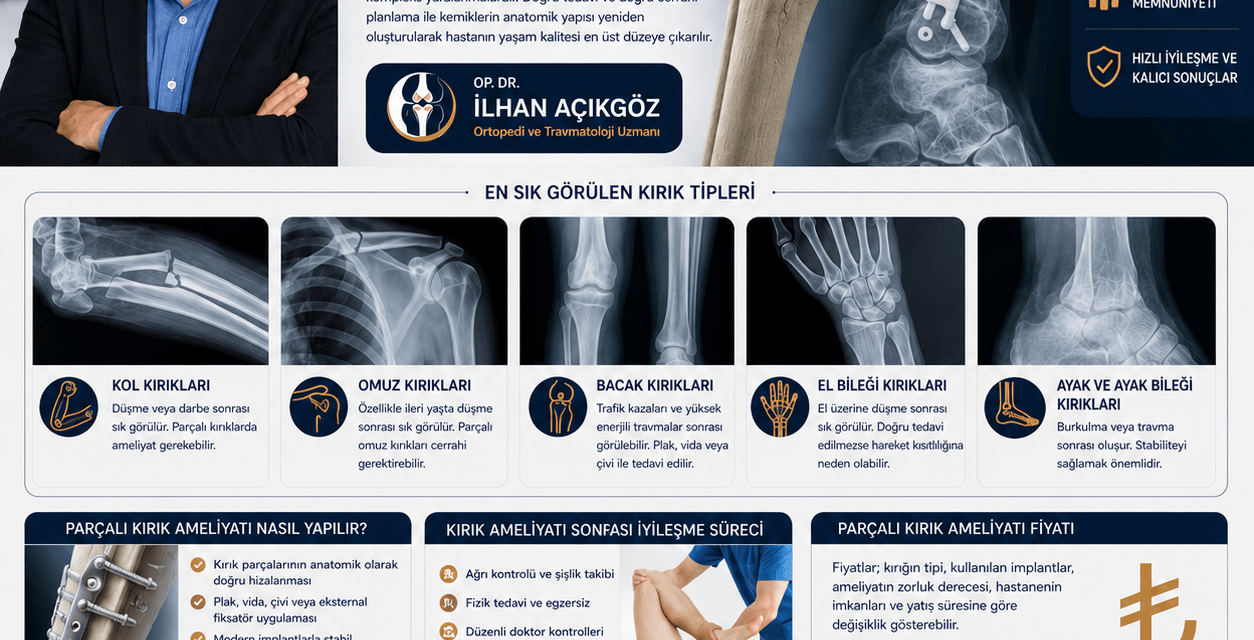 Parçalı Kırık Ameliyatı ve Kırık Tedavisi: El, Kol, Omuz ve Bacak Kırıklarında Modern Ortopedik Yaklaşımlar