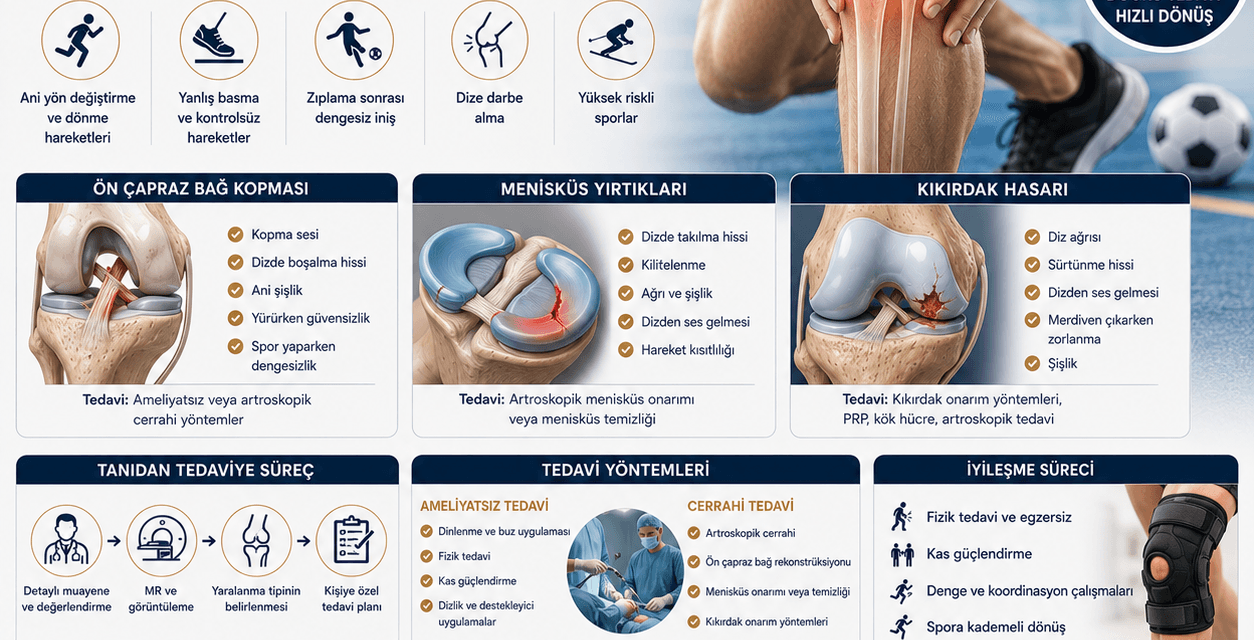 Spor Yaralanmaları (Ön Çapraz Bağ Kopması, Menisküs ve Kıkırdak Hasarı)